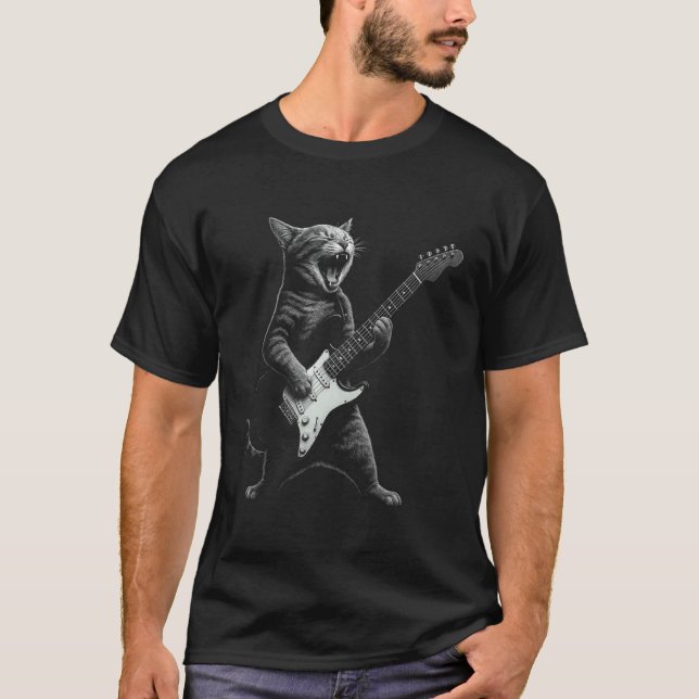 Katt som spelar gitarr Rockstjärna Katt Tröja för  (Framsida)
