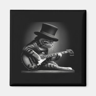 Katt som spelar gitarr - Rolig Rockmusik Gitarrkat Magnet