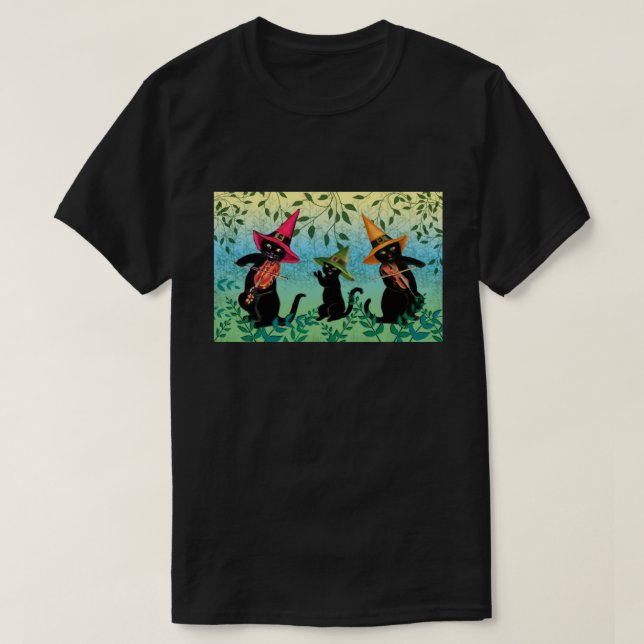 Katt som spelar musik T-shirt (Design framsida)