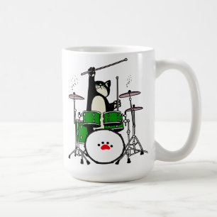 Katt som spelar musikgåva, matrumslig rom kaffemugg