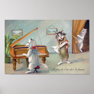 Katt som spelar piano, Louis Wain Poster