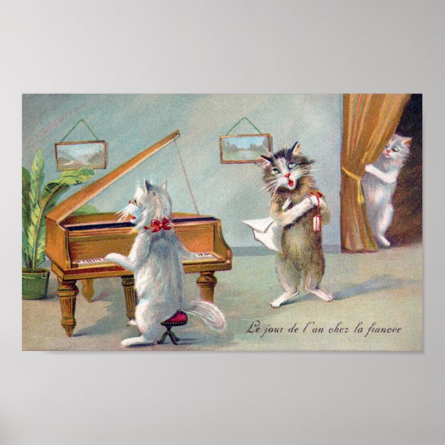 Katt som spelar piano, Louis Wain Poster (Framsidan)