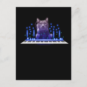 Katt som spelar piano tangentbord söt kattunge hus vykort