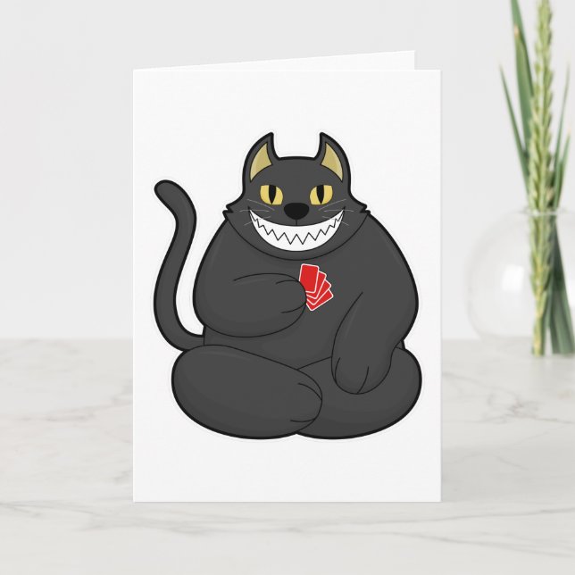 Katt som spelar poker med poker kort (Framsida)