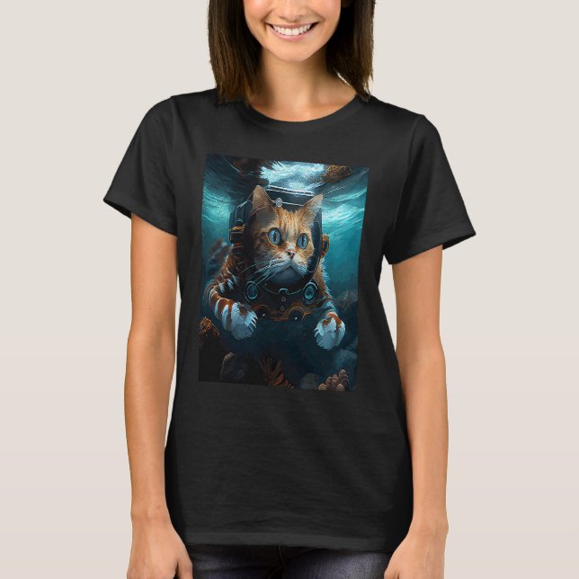 Katt som spelar under vatten t shirt (Framsida)