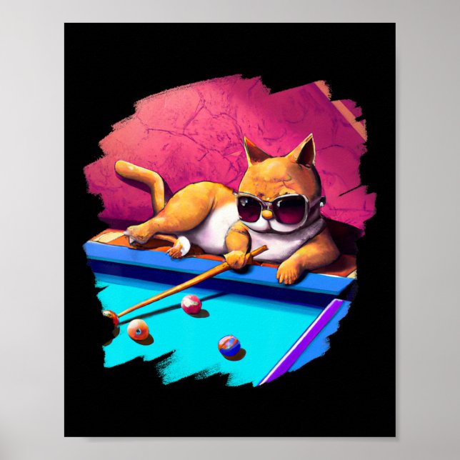 Katt som spelar upp Bassäng-miljarder i lung Coola Poster (Framsidan)