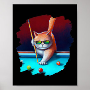 Katt som spelar upp Bassäng-miljarder i lung Coola Poster