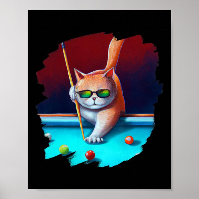 Katt som spelar upp Bassäng-miljarder i lung Coola Poster (Framsidan)