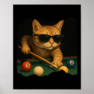 Katt som spelar upp Bassäng-miljarder i lung Coola Poster
