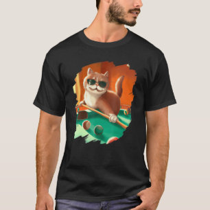 Katt som spelar upp Bassäng-miljarder i stora Cool T Shirt