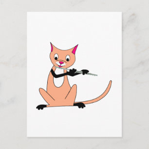 Katt som spelar upp Flute Vykort