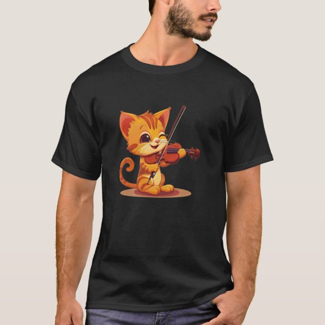 Katt som spelar violin kostym t shirt (Framsida)
