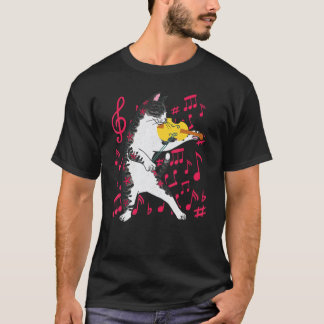 Katt som spelar violin Musikinstrument Violinist K T Shirt