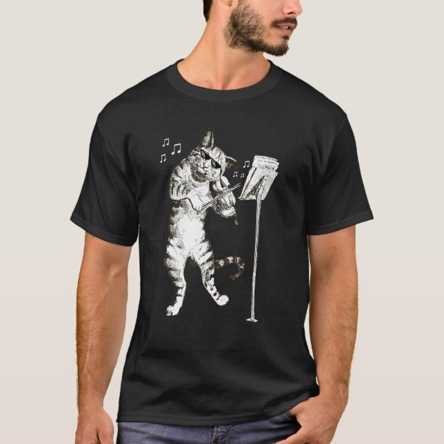 Katt som spelar violin t-shirt violinist present t (Framsida)