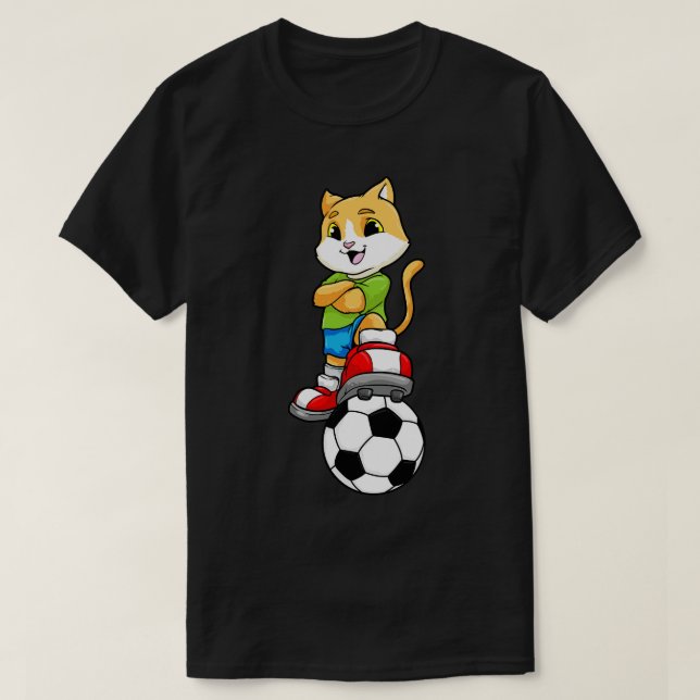 Katt som spelare med boll och Shoes T Shirt (Design framsida)