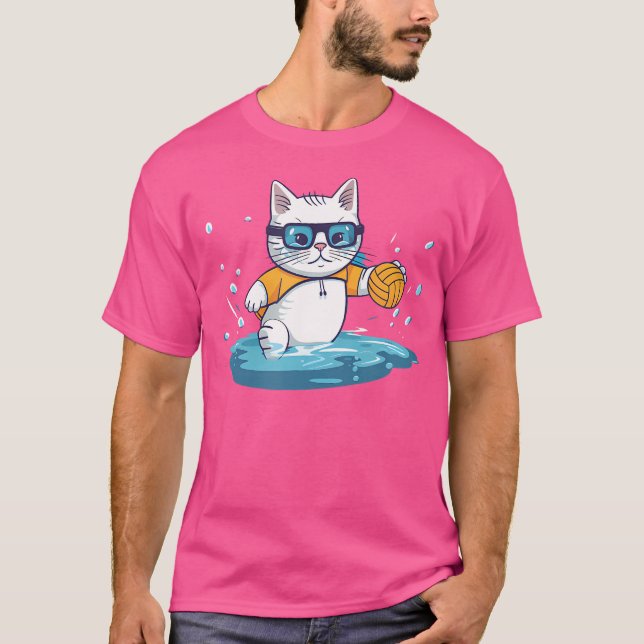 Katt som spelarsymbol Vatten Polo T Shirt (Framsida)