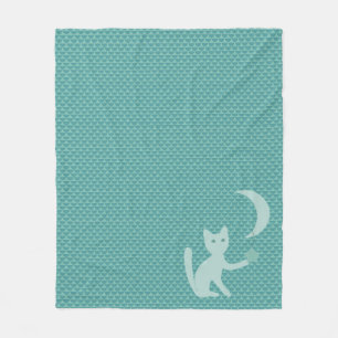 Katt som spelas med Måne och Star Teal Fleecefilt