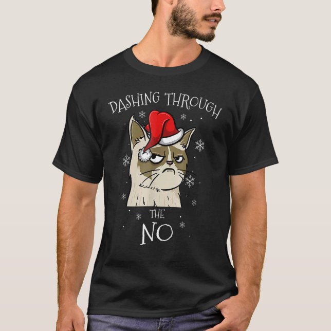 Katt som störtar fram utan sur jul t shirt (Framsida)