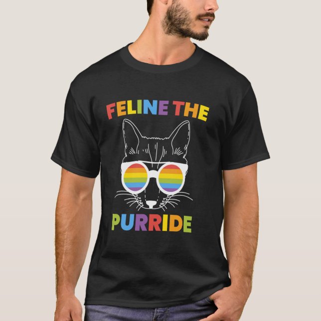 Katt som stöttar HBTQ - HBTQ stolt T Shirt (Framsida)