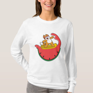 Katt som Surfer med Watermelon T Shirt