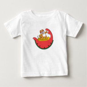 Katt som Surfer med Watermelon T Shirt