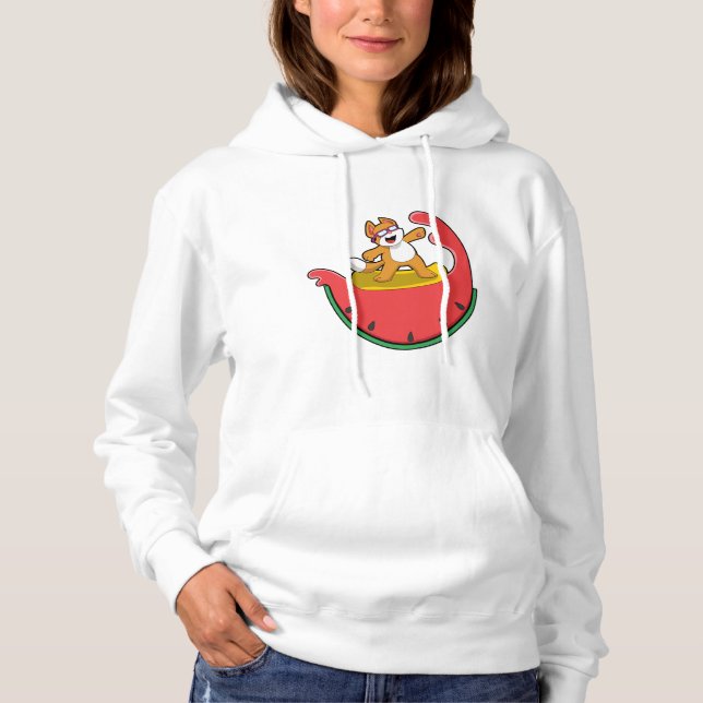 Katt som Surfer med Watermelon T Shirt (Framsida)