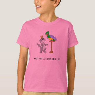 Katt som talar till papegojan tee shirt