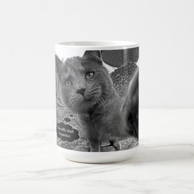 Katt som tar den Purrfect Selfie muggen Kaffemugg (Center)