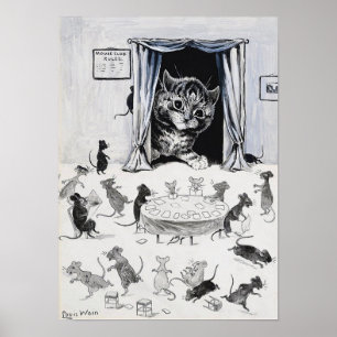 Katt som tittar in i Musrike, Louis Wain Poster