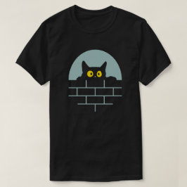 Katt som tittar över en vägg nattetid t shirt