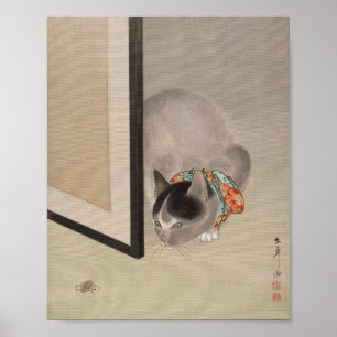 Katt som tittar på en spider Oide Tōkō Poster