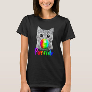 Katt som tuggar bubbelgum Purride HBTQ-färgad stol T Shirt