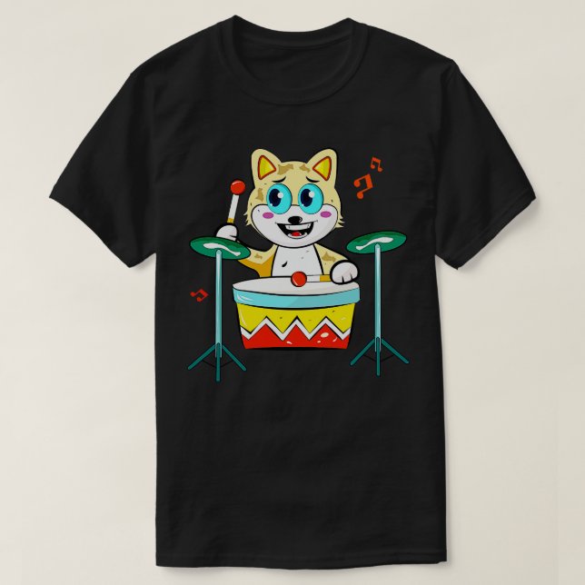 Katt som uppspelningsrummen t shirt (Design framsida)