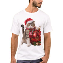 Katt som vaktar en jättejuldekoration