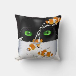 Katt som vaktar fisk kudde