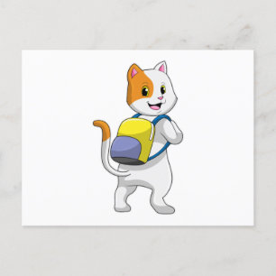 Katt som vandrare med ryggsäck vykort