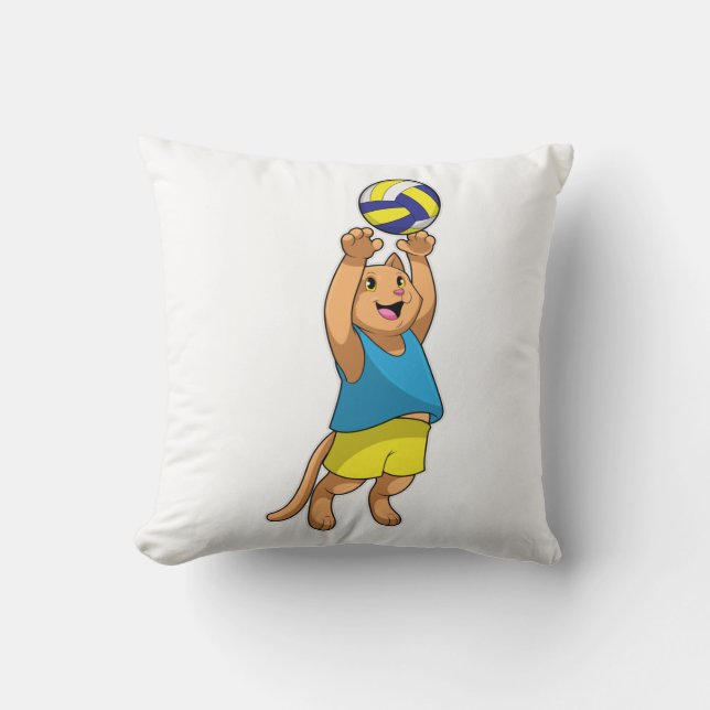 Katt som Volleyball-spelare med Volleyball Kudde (Framsida)