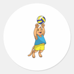 Katt som Volleyball-spelare med Volleyball Runt Klistermärke