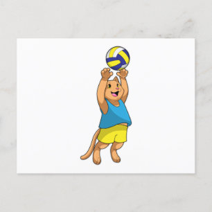 Katt som Volleyball-spelare med Volleyball Vykort