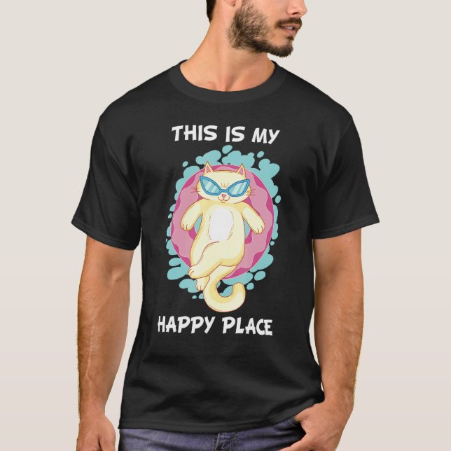 Katt sommarlov badande avkopplande simhoppring  t shirt (Framsida)