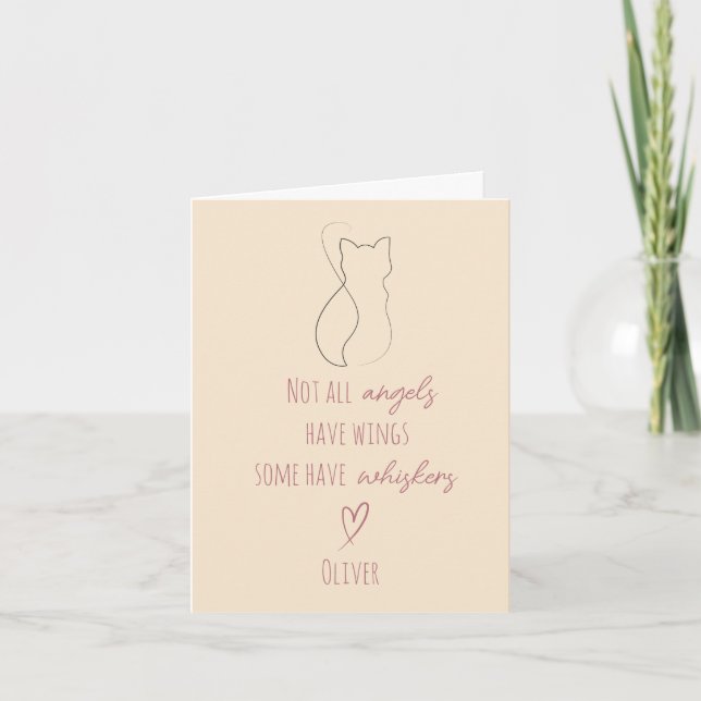 Katt Sorg Sympatikort med Kattnamn Rosa Kort (Framsida)
