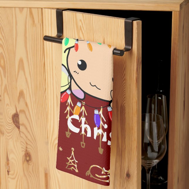 Katt, söt, anpassa personlig kökshandduk (Thirds Fold)