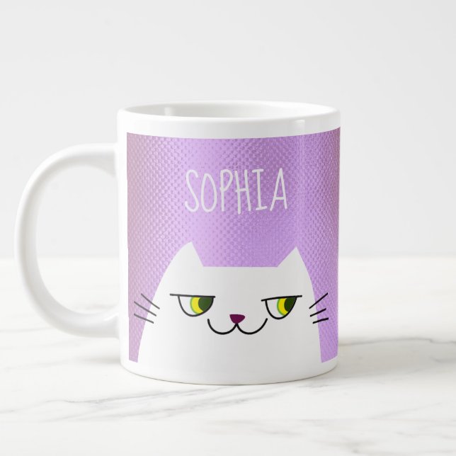 Katt Söt Kawaii Rosa Jumbo Mugg (Vänster)