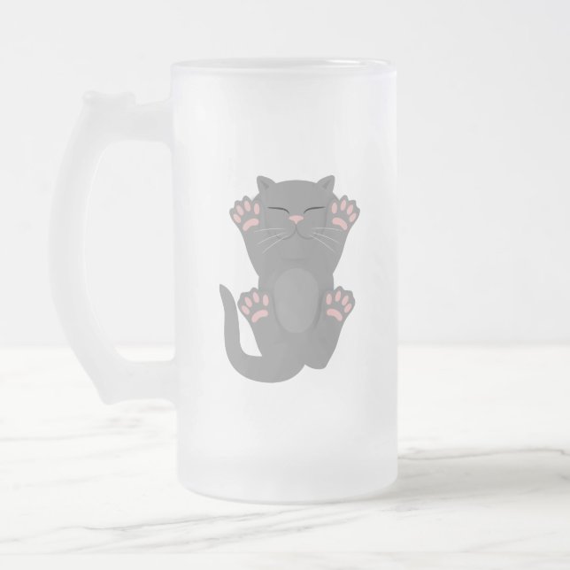 katt sovande frostat ölglas (Vänster)