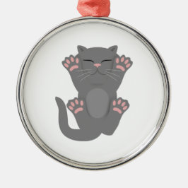 katt sovande julgransprydnad metall