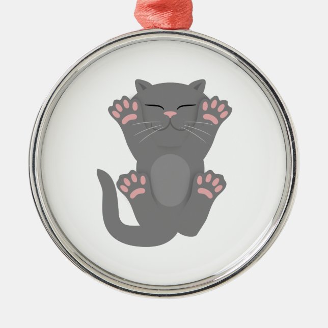 katt sovande julgransprydnad metall (Framsidan)