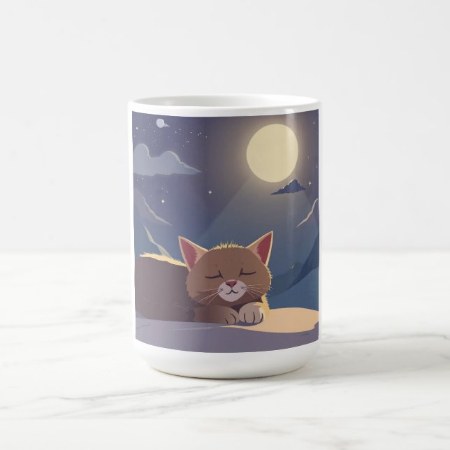 Katt sover kaffemugg (Center)