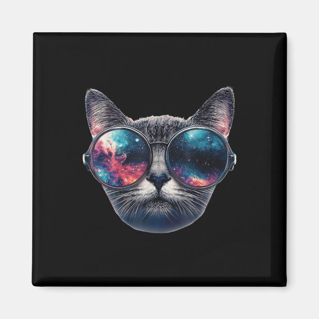 Katt Space Gles Sungles Universe Meme Funny Graphi Magnet (Framsidan)