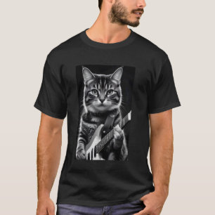 Katt spelar gitarr Rock and Roll Heavy Metal Musik T Shirt
