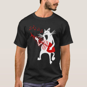 Katt spelar gitarrmusik Rock Roll jul T Shirt